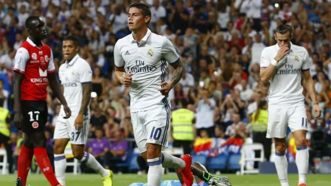 James Rodríguez festejando una anotación