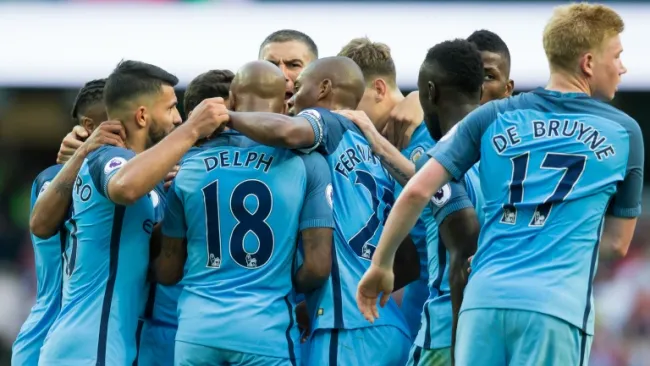 Los jugadores del City celebrando un gol