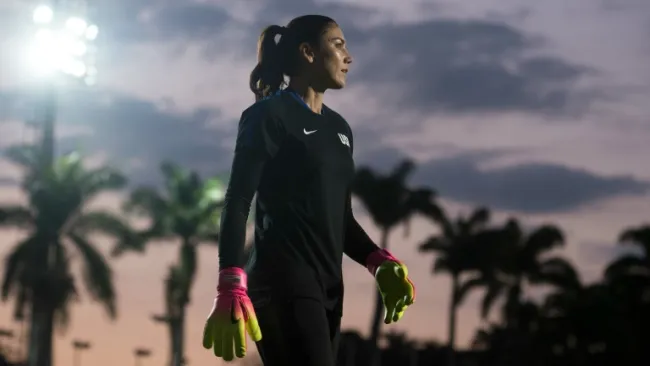 Hope Solo en un entrenamiento con su selección