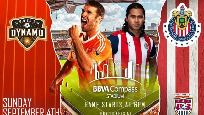 El póster del encuentro el Dynamo de Houston y Chivas