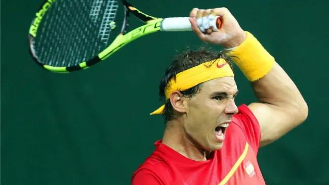 Rafael Nadal durante un partido de la Copa Davis