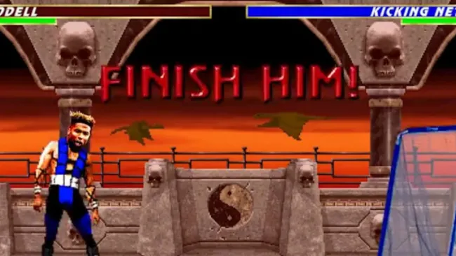 Imagen del video de parodia en el que Beckham es golpeado por una red