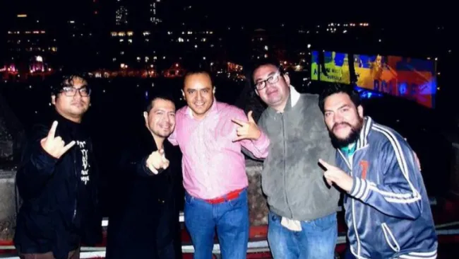 Humberto Rojo Molina y sus amigos en la azotea de Palacio Nacional