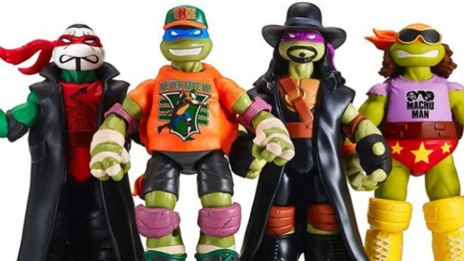 Las figuras de juguete de las Tortugas Ninja disfrazadas de luchadores de la WWE