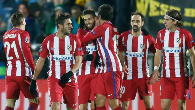Atlético de Madrid celebrando el gol de la victoria