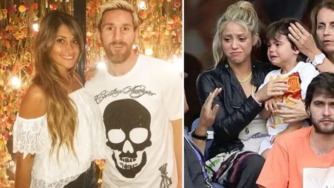 Antonella en foto con Messi y Shakira, con su hijo