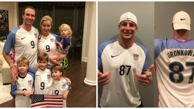 Rob Gronkowski y Drew Brees muestran orgullo americano