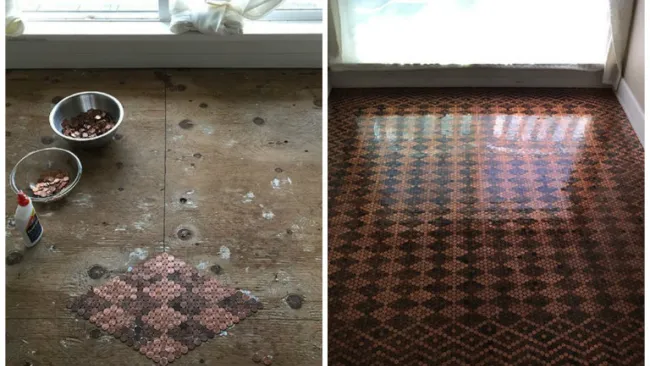 El antes y después del piso de la talentosa mujer 