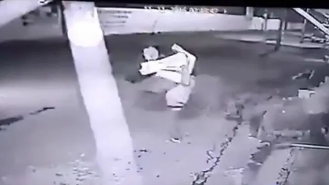 El sujeto cargando la casa del perro