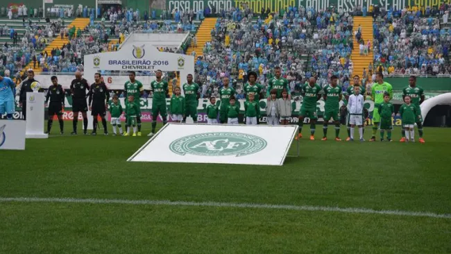Jugadores de Chapecoense, previo a un juego