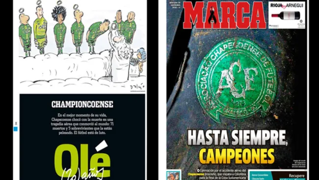 Así lucen las portadas de los diarios Olé y Marca