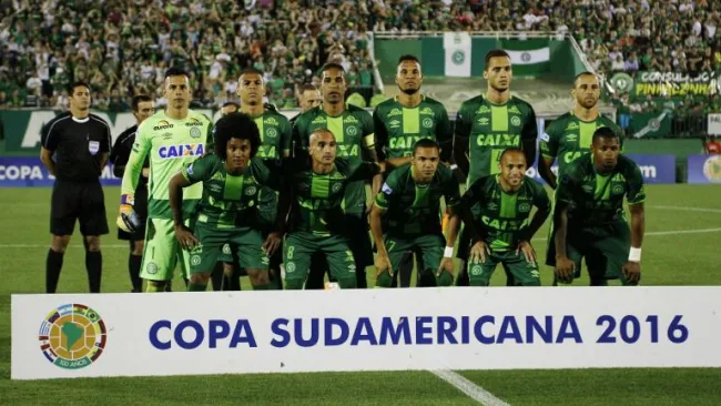 Chapecoense durante un partido de la Copa Sudamericana