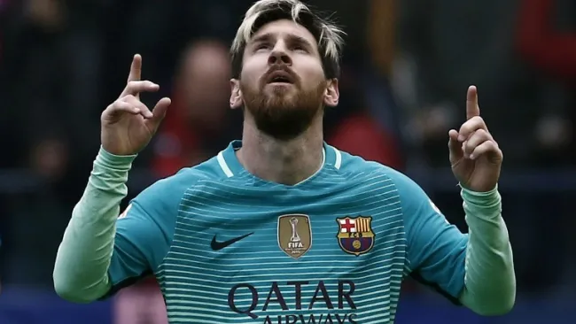 Messi festeja una anotación contra el Osasuna 