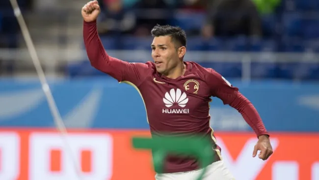 Romero celebra una de sus anotaciones en el Mundialito 