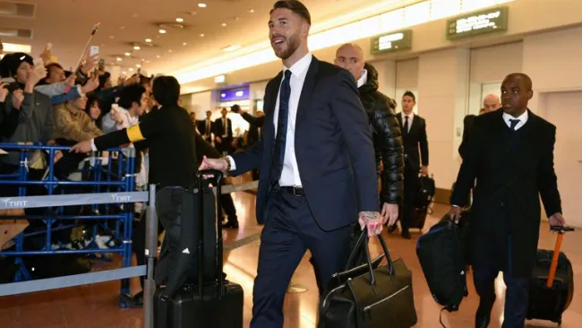 Sergio Ramos, a su llegada a Japón