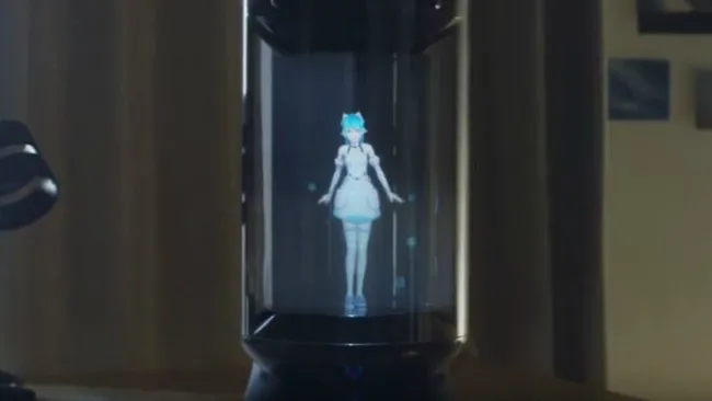 El Gatebox con la proyección de Azuma Hikari