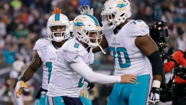 Jugadores de Miami festejan en MetLife Stadium