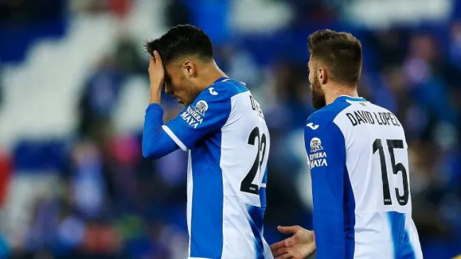 Diego Reyes se lamenta durante un partido del Espanyol 