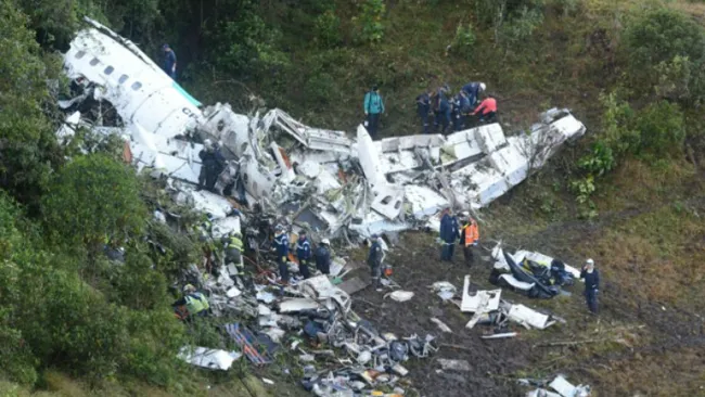 Imagen del avión siniestrado de LaMia que transportaba al Chapecoense