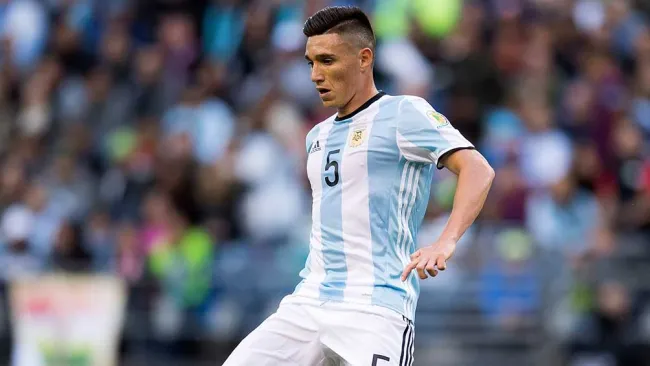 Kranevitter en un partido con la Selección de Argentina