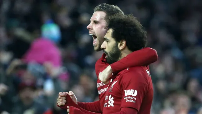 Salah festeja su gol frente al Brighton & Hove Albion