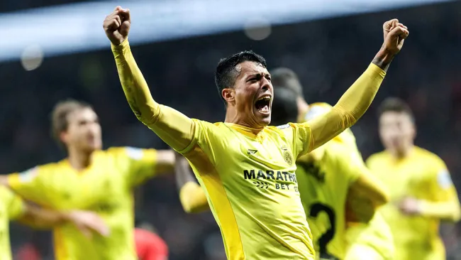 Pedro Porro festeja su gol contra el Atlético