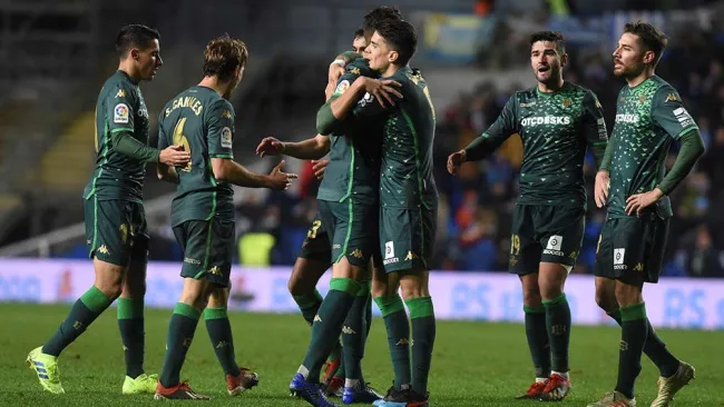 Betis celebrando su pase a los Cuartos de Final de la Copa del Rey 