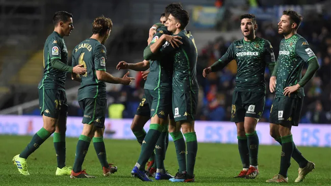 Betis celebrando su pase a los Cuartos de Final de la Copa del Rey 