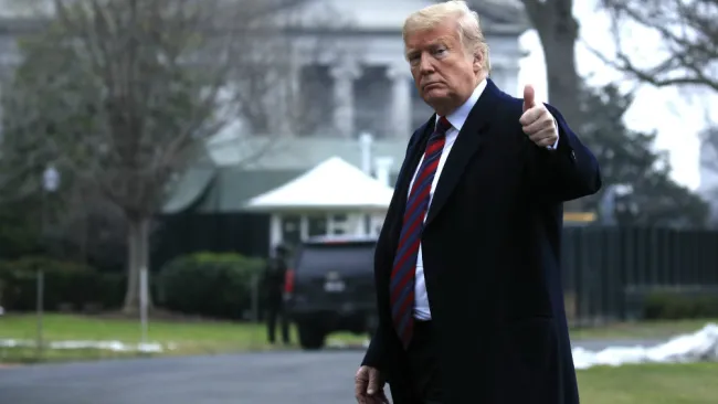 Trump llegando a la Casa Blanca 