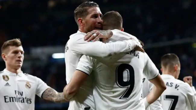 Sergio Ramos celebra anotación contra Girona