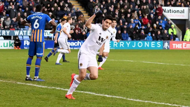 Jiménez celebra un gol con los Wolves