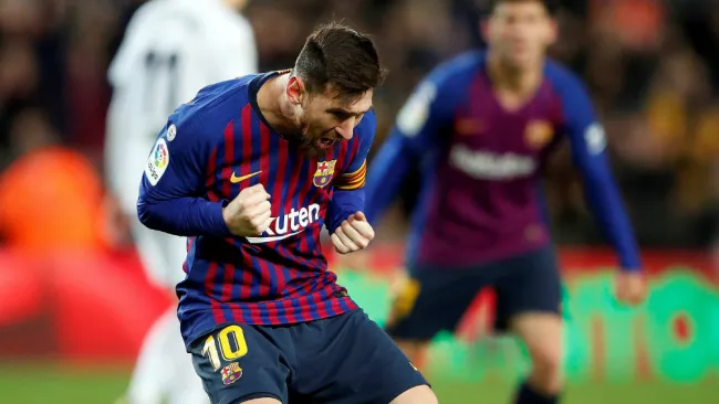 Messi celebrando un gol con le Barcelona 