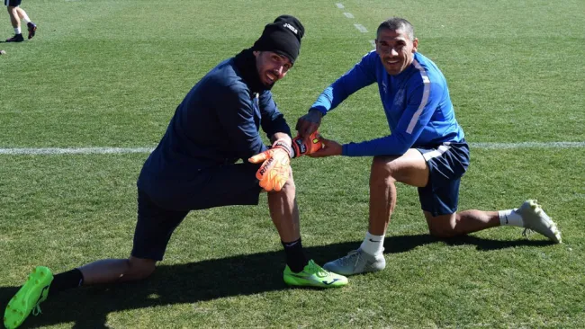 Díaz, durante un entrenamiento con el Fuenlabrada 