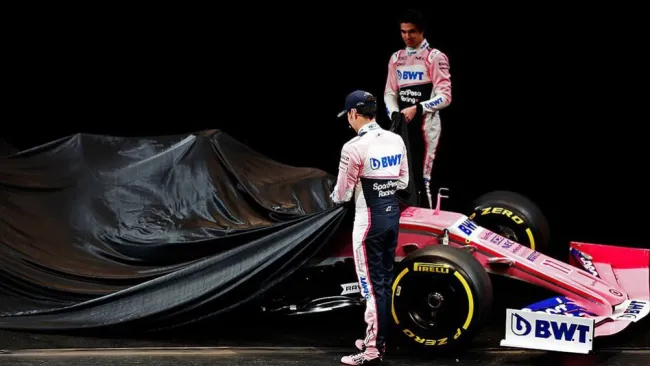 Checo Pérez y Lance Stroll presentaron el monoplaza