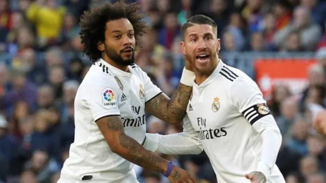 Marcelo y Ramos durante un partido con el Real Madrid 