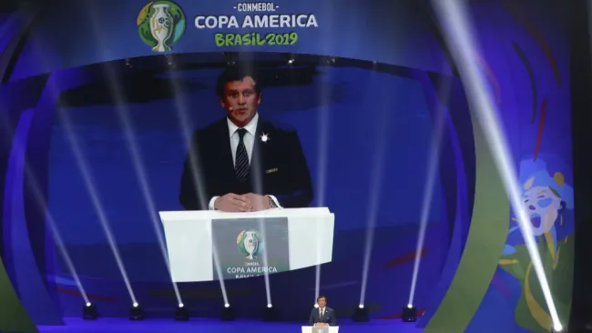 Alejandro Domínguez, durante el sorteo para la Copa América