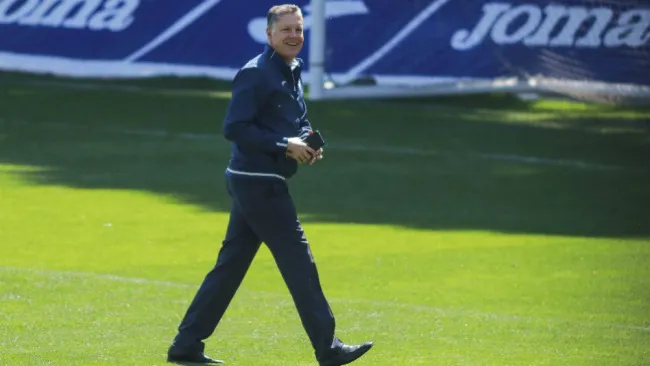 Ricardo Pelaez, durante el entrenamiento de Cruz azul 