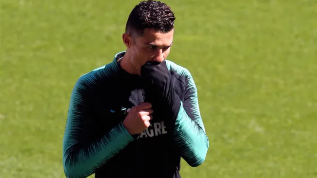 Cristiano Ronaldo, durante un entrenamiento con Portugal