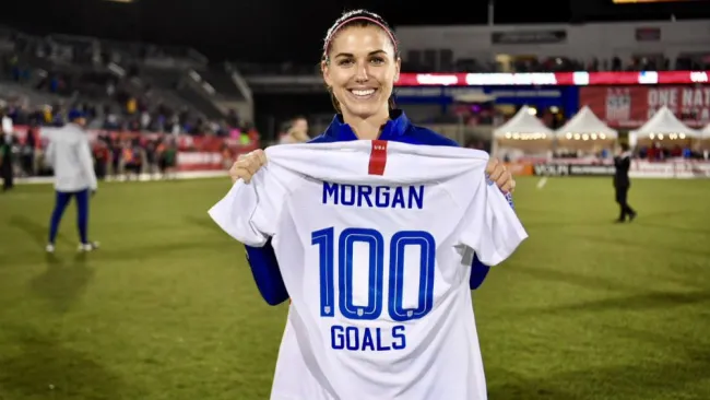 Alex Morgan celebra gol con Estados Unidos