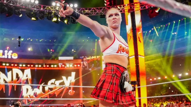 Ronda Rousey antes de la lucha en WrestleMania 35