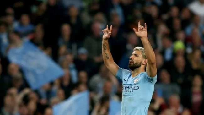 Agüero festeja un gol con el Manchester City