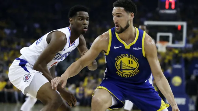 Klay Thompson durante un juego de los Warriors