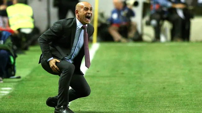 Paco Jémez celebra una anotación frente al Real Madrid