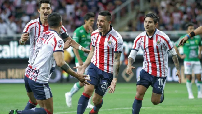 Michael Pérez, en festejo de gol contra León