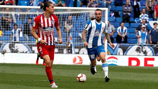 Filipe Luis en un partido con el Atlético de Madrid 