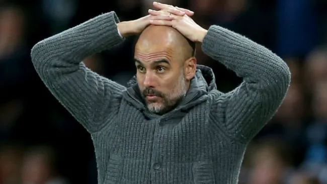Pep Guardiola durante un partido con el Manchester City