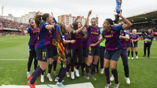 Jugadoras del Barça celebran su pase a la Final de la Champions