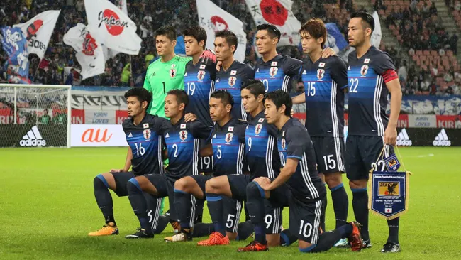 Selección mayor de Japón previo a un partido 