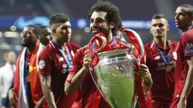 Mohamed Salah festeja el título de la Champions League