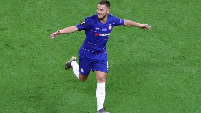Eden Hazard celebra un tanto en la Final de la Europa League